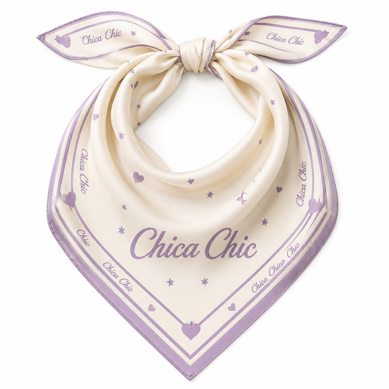 Pañoleta Chica Chic – Corazones & Estrellas Morada