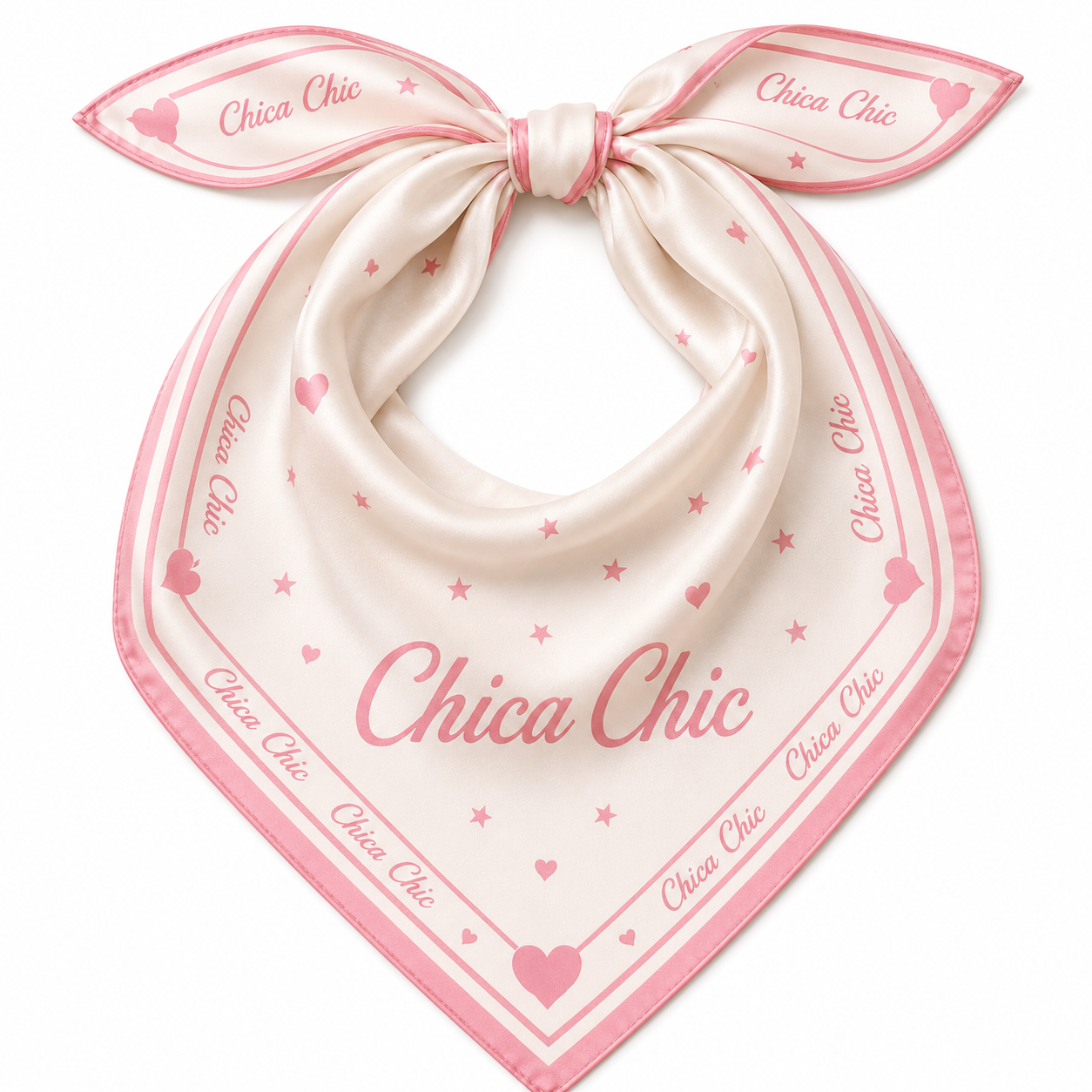 Pañoleta Chica Chic – Corazones & Estrellas Rosa