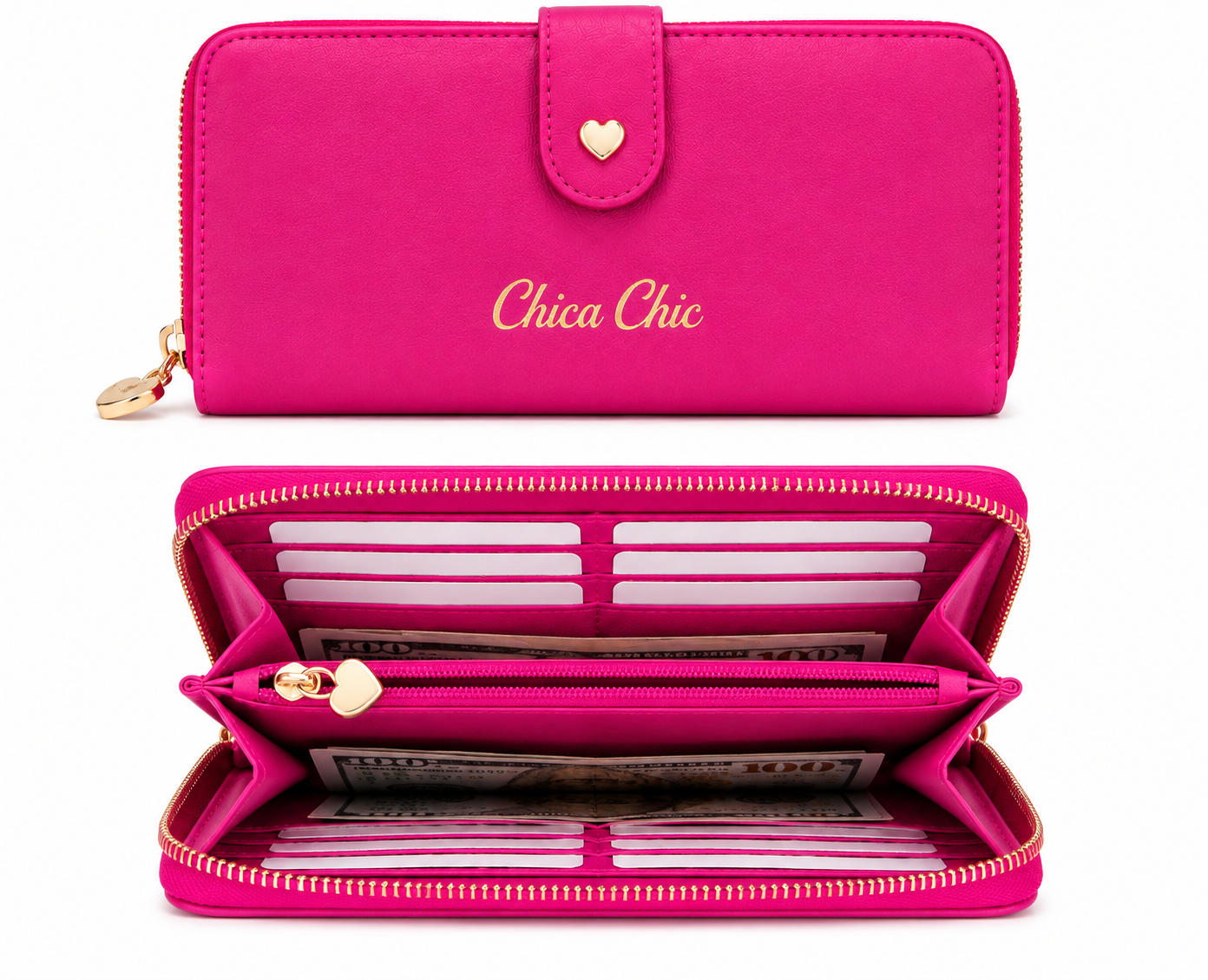 Cartera Chica Chic – Maxi Wallet Corazón Fucsia