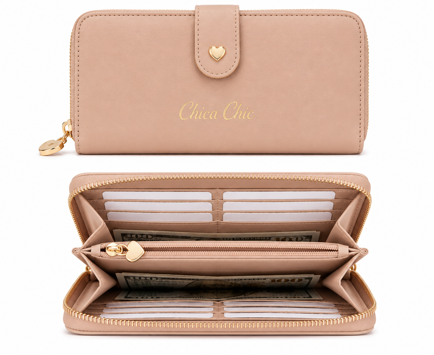 Cartera Chica Chic – Maxi Wallet Corazón Nude