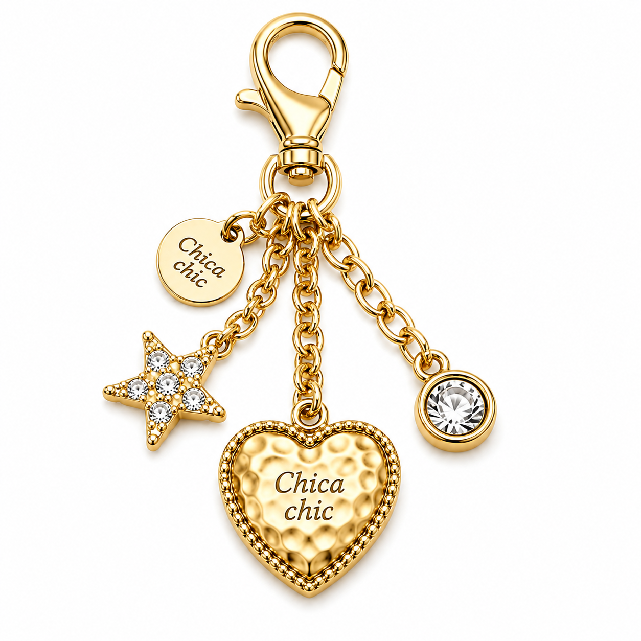 Charm para Bolsa Chica Chic – Corazón & Estrella Dorado